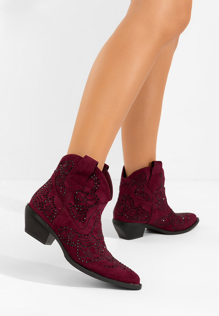 Bordowe kowbojki damskie Ninna