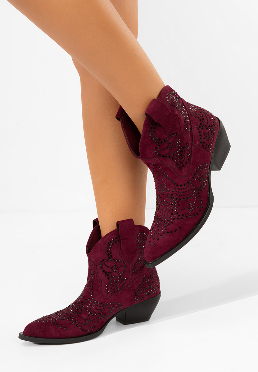 Bordowe kowbojki damskie Ninna