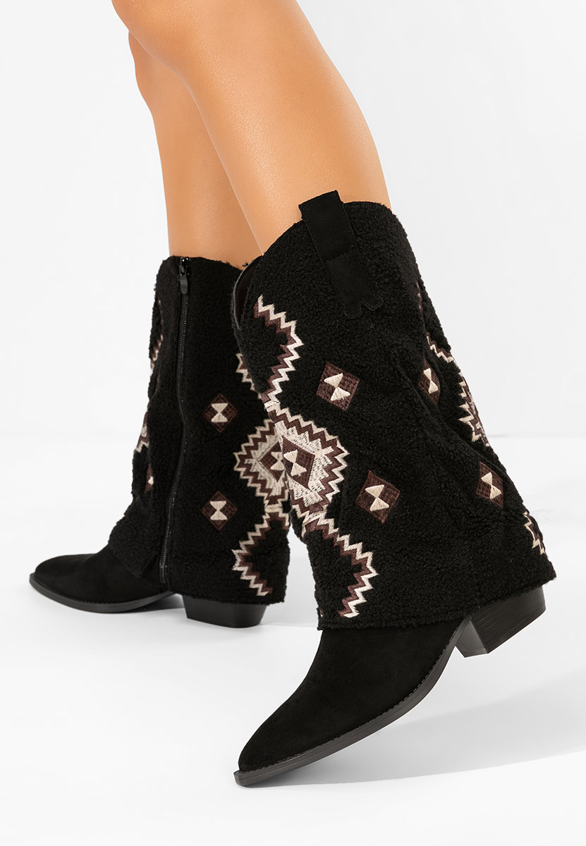 Czarne kozaki na słupku Cloria