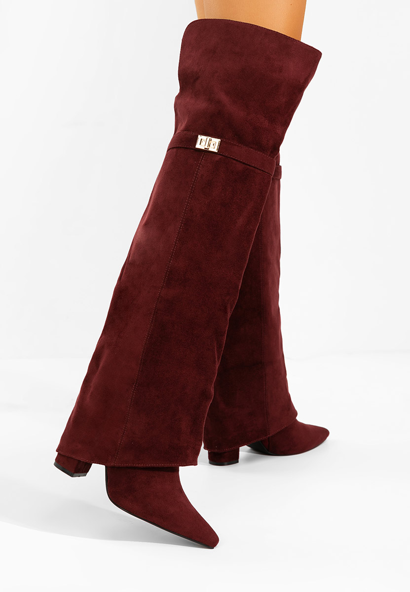 Bordowe długie kozaki za kolano Crisia V2