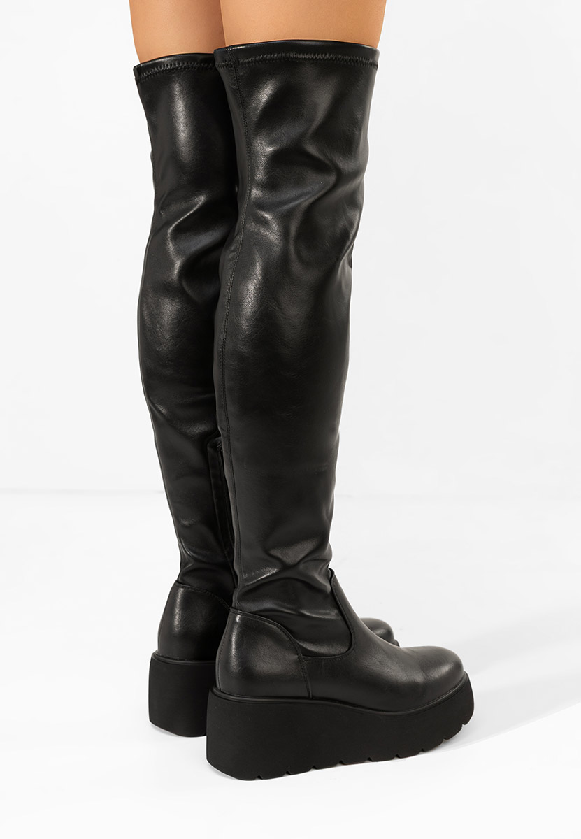 Czarne długie kozaki za kolano Adeona