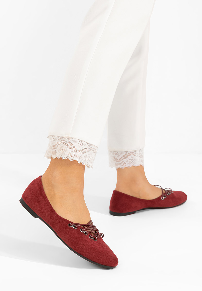 Czerwone baleriny damskie Carela