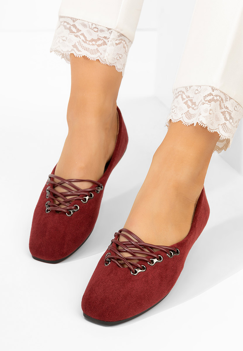 Czerwone baleriny damskie Carela