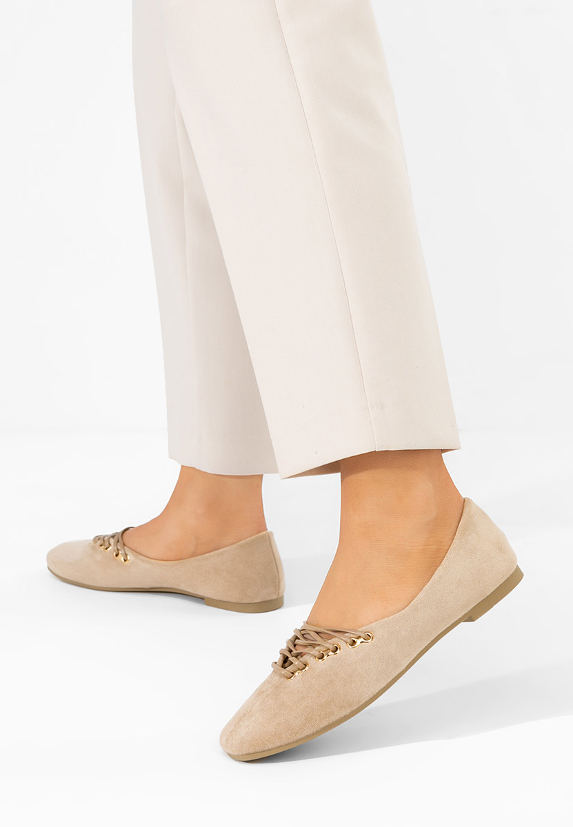 Khaki baleriny damskie Carela