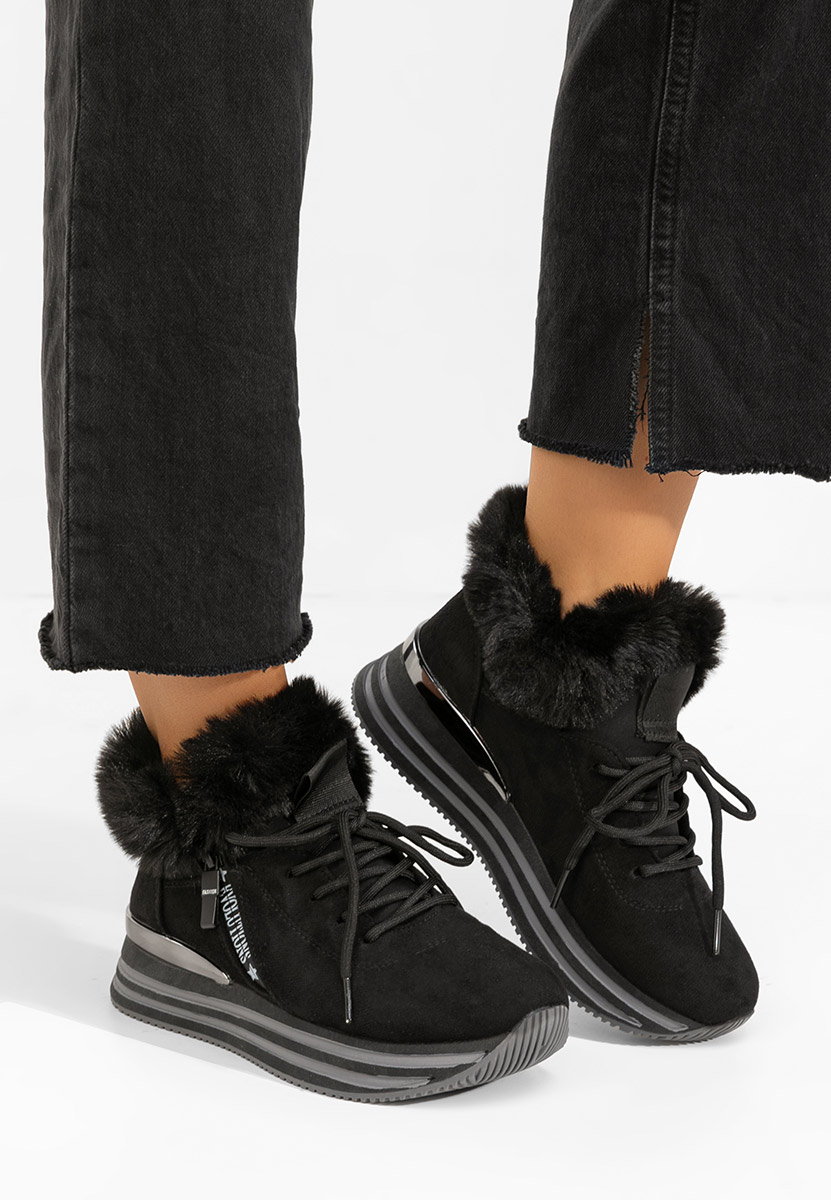 Czarne zimowe sneakersy damskie Axira