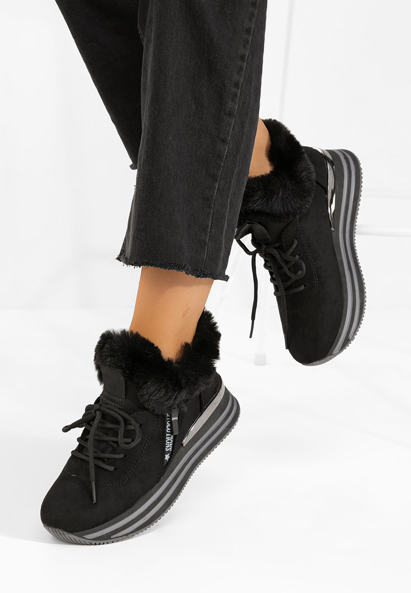 Czarne zimowe sneakersy damskie Axira