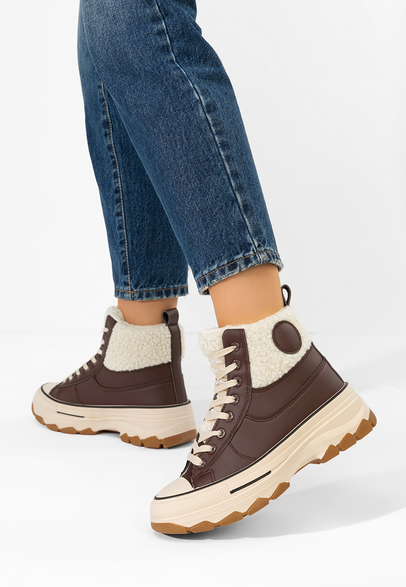 Brązowe trampki wysokie damskie Oziana