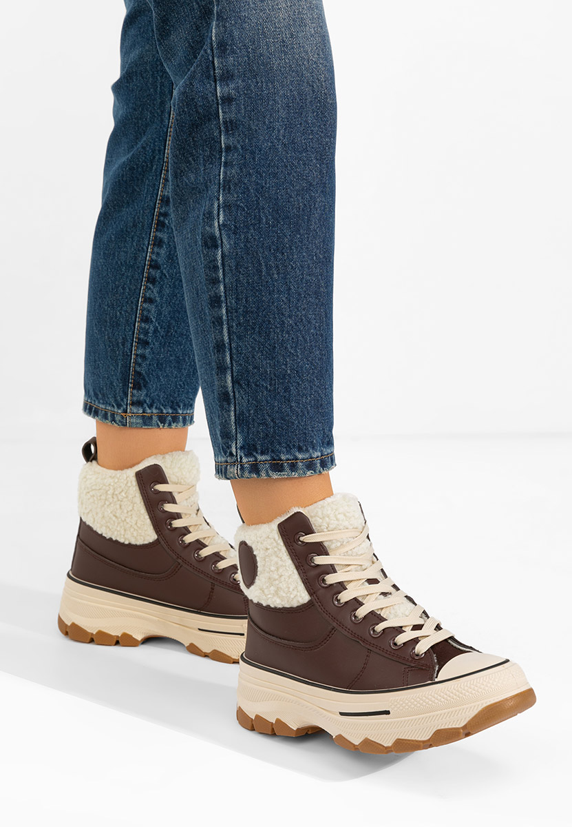 Brązowe trampki wysokie damskie Oziana