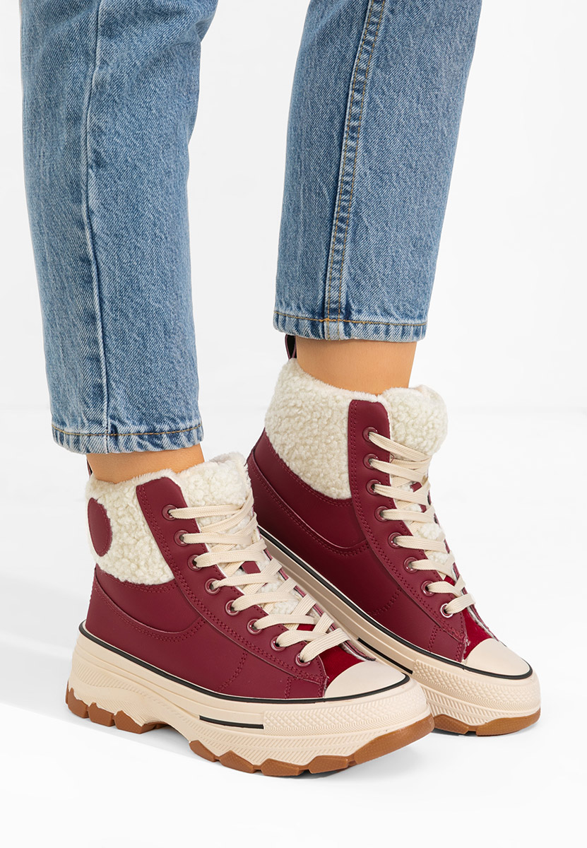 Bordowe trampki wysokie damskie Oziana