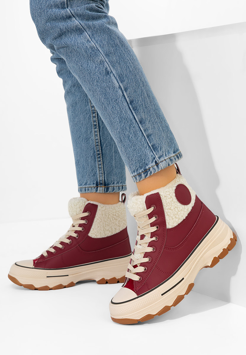 Bordowe trampki wysokie damskie Oziana