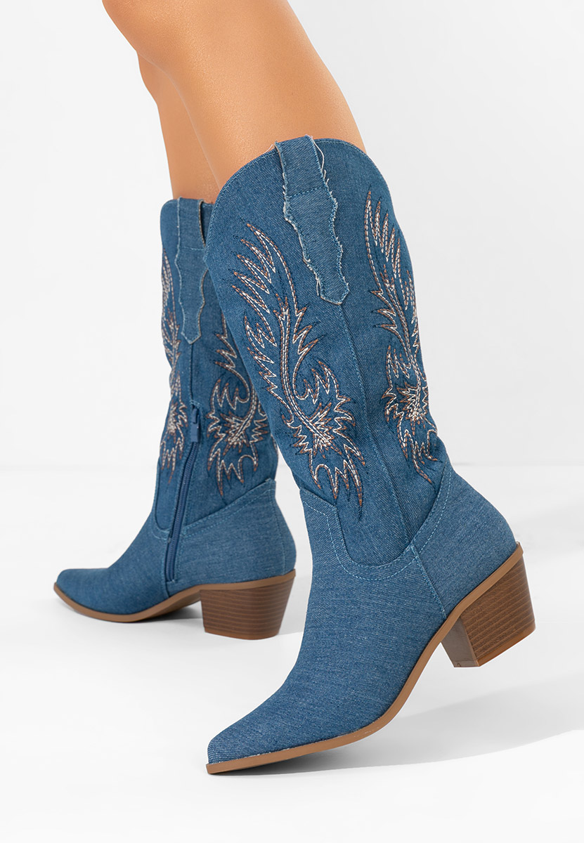 Granatowe kozaki kowbojki damskie Tivaria