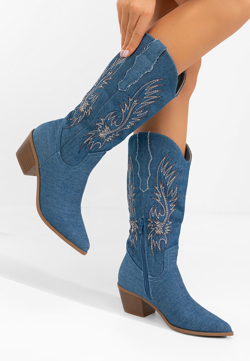 Granatowe kozaki kowbojki damskie Tivaria