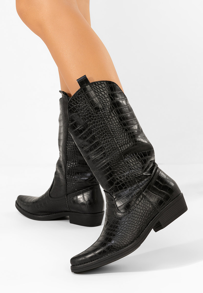 Czarne kozaki kowbojki damskie Renora