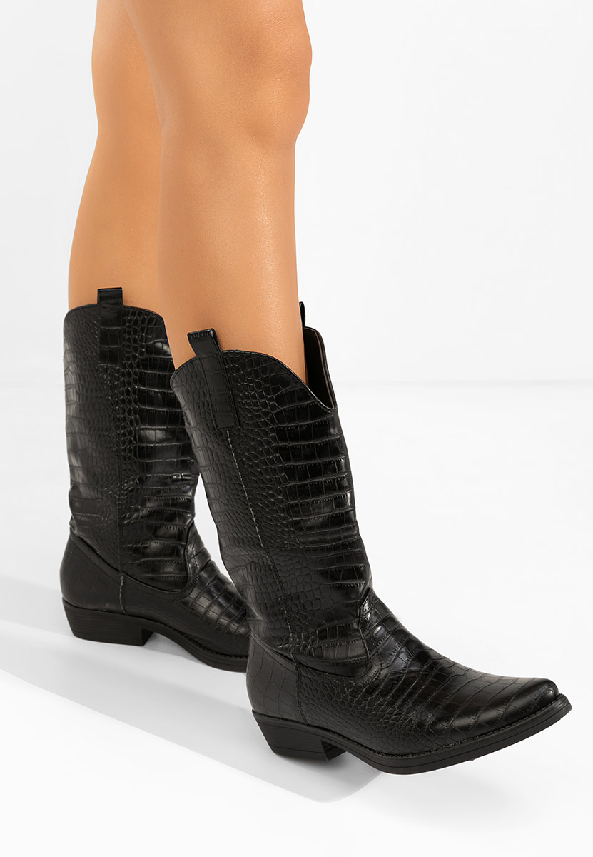 Czarne kozaki kowbojki damskie Renora