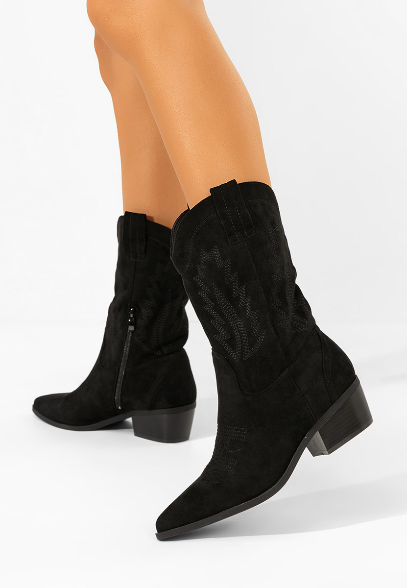 Czarne kozaki kowbojki damskie Brevaya