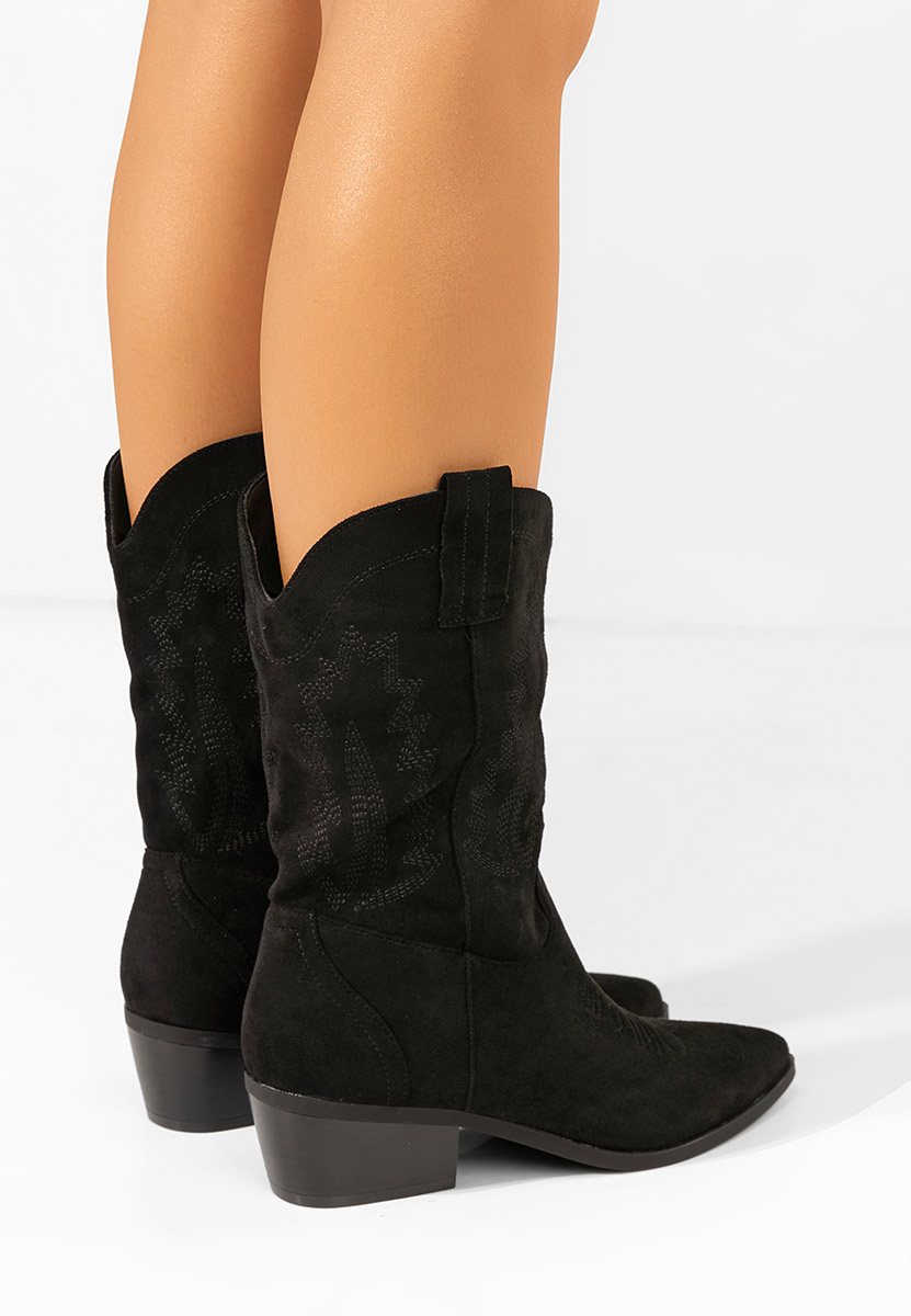 Czarne kozaki kowbojki damskie Brevaya