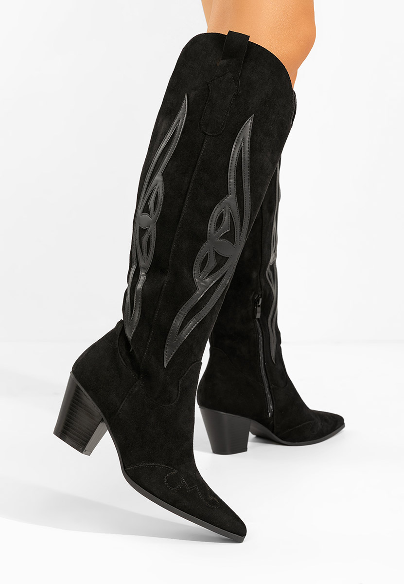 Czarne kozaki kowbojki damskie Kavria