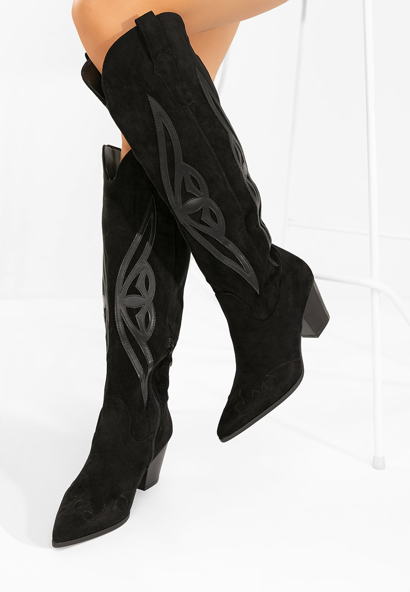 Czarne kozaki kowbojki damskie Kavria