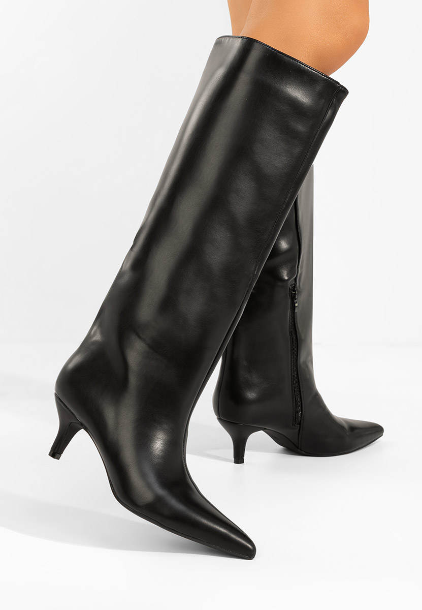 Czarne kozaki na obcasie Brelisa