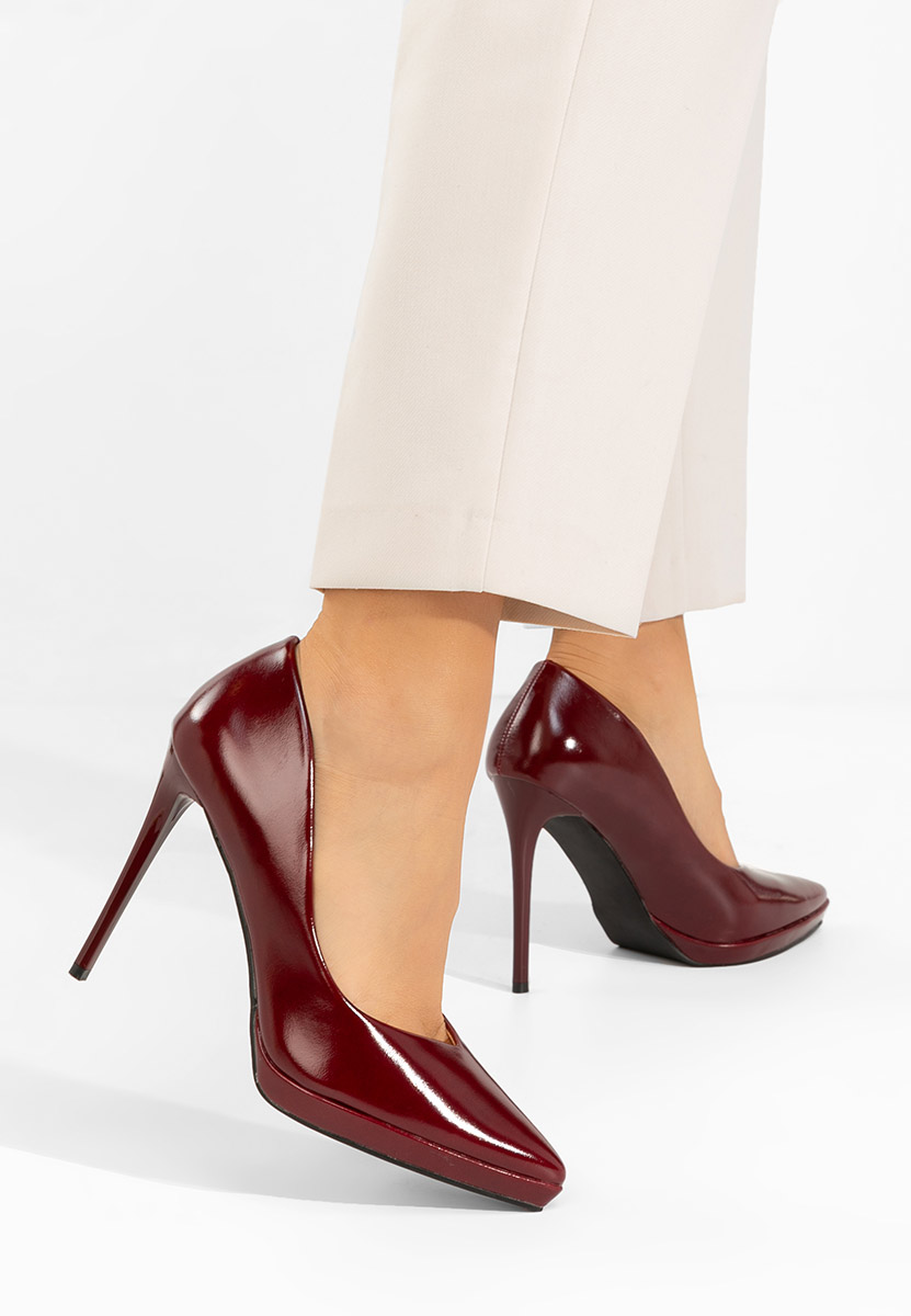 Bordowe szpilki na obcasie Reneia