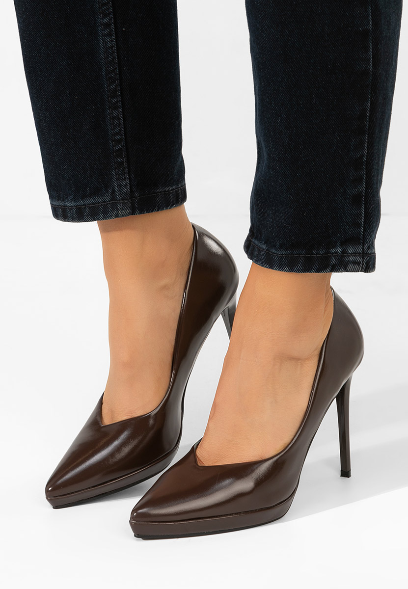 Brązowe szpilki na obcasie Reneia