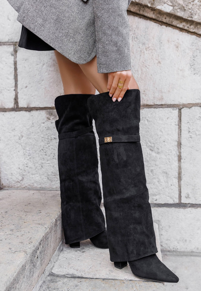 Czarne długie kozaki za kolano Crisia V2