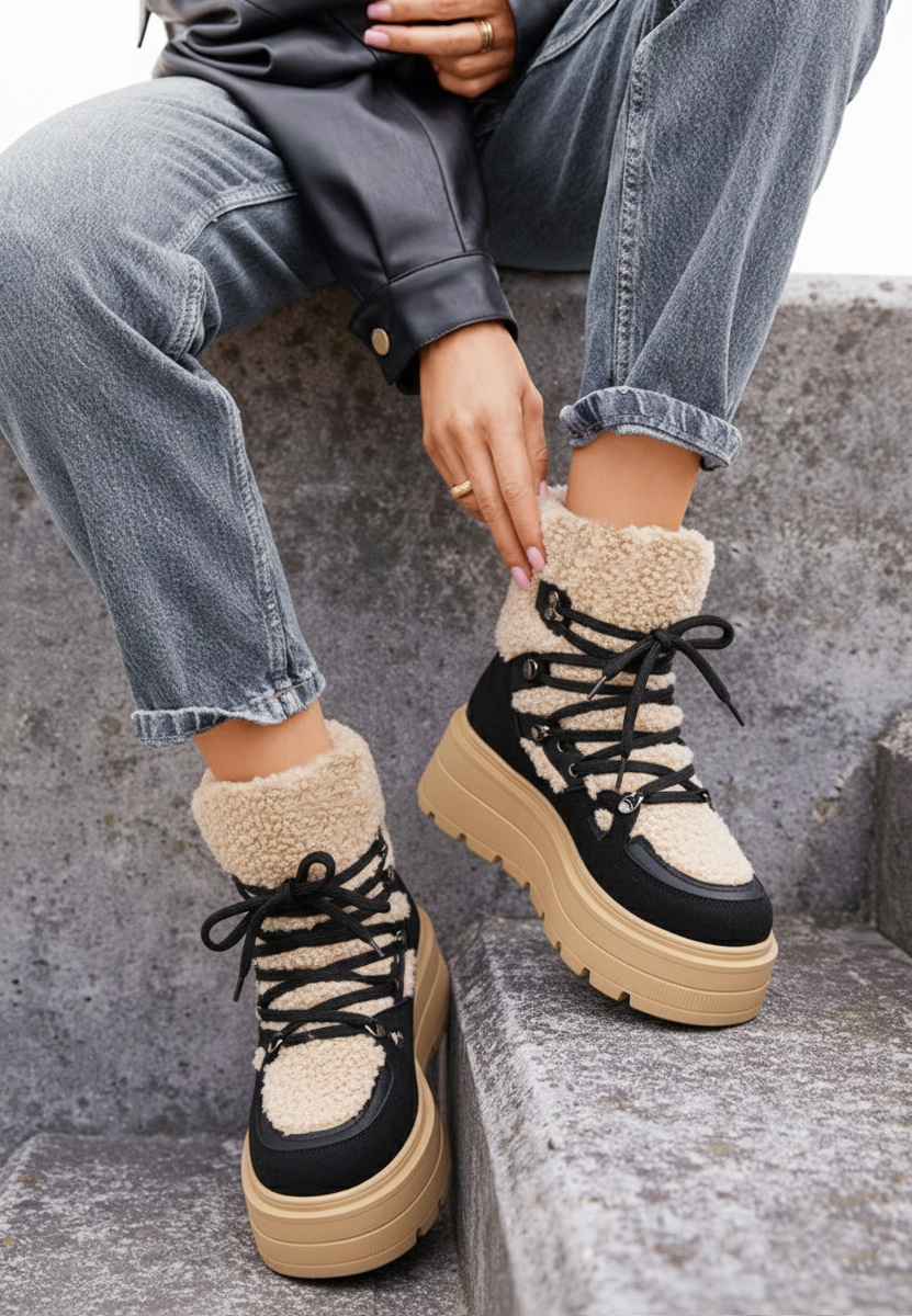 Czarne botki na platformie Norelia