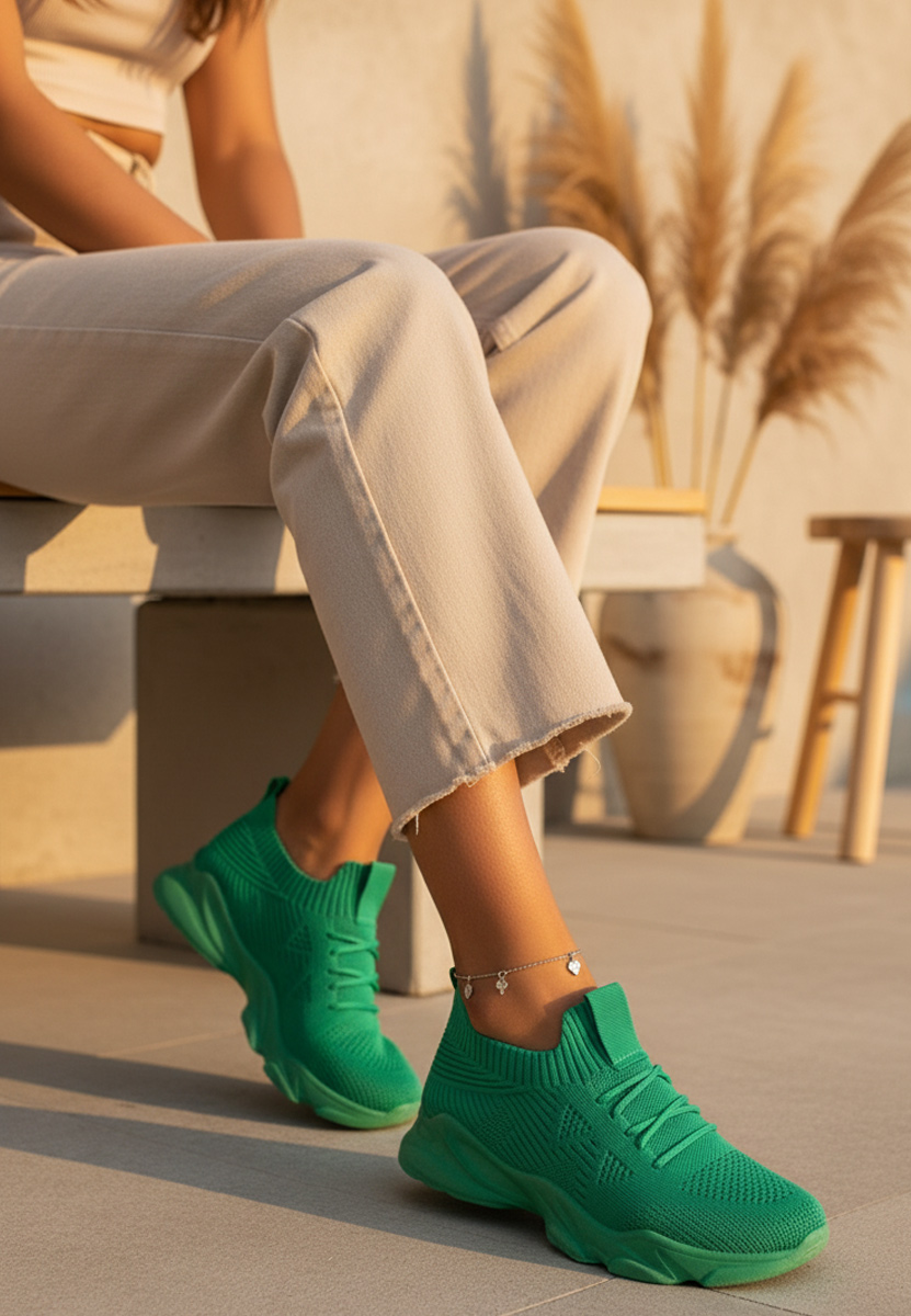 Zielone buty sportowe damskie Lugo