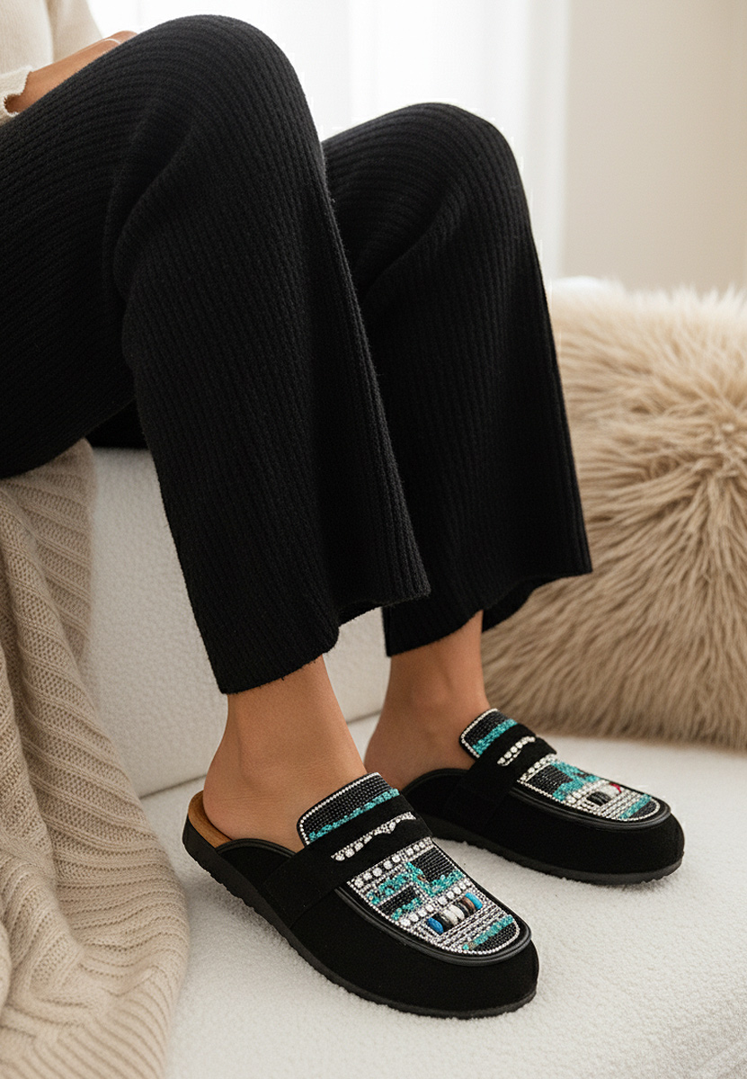 Czarne drewniaki Marlie