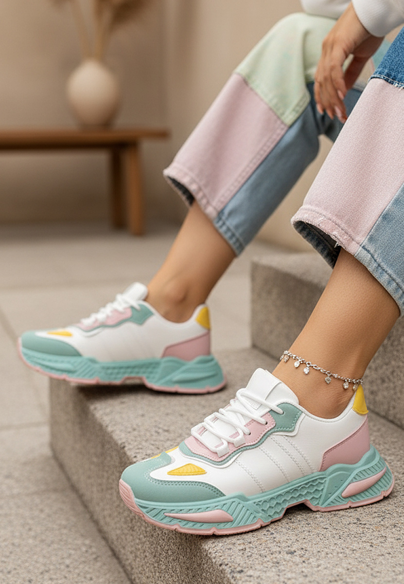 Wielokolorowy sneakersy damskie Elna Wielokolorowy sneakersy damskie Elna