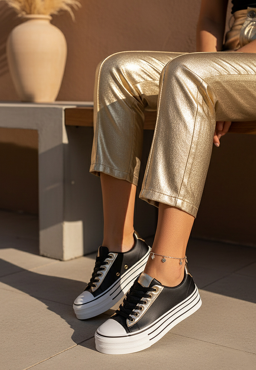 Czarne trampki na platformie Lorraine