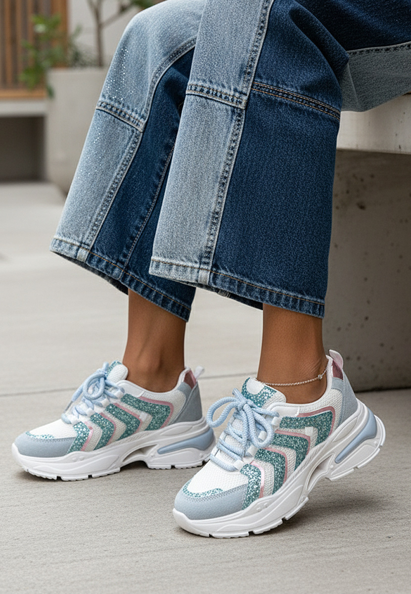 Niebieski sneakersy na platformie Aprilia