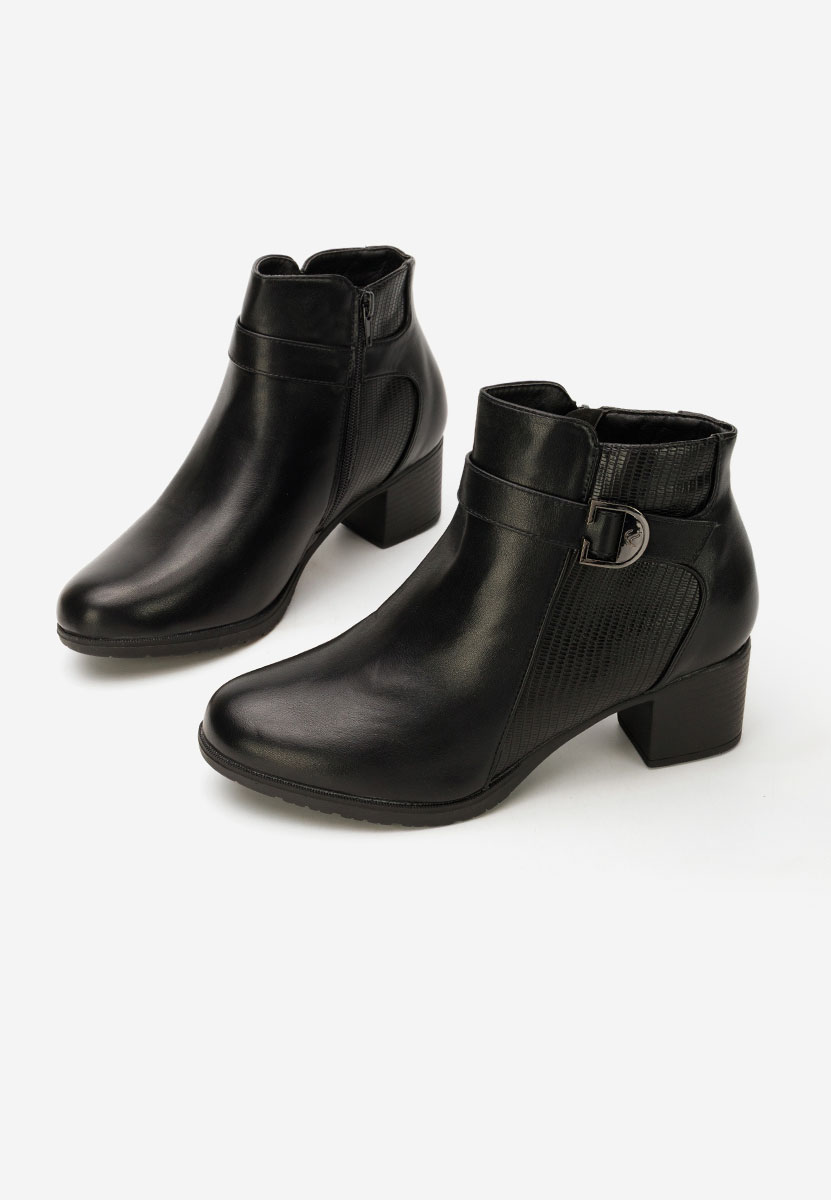 Czarne botki na słupku Gros Senvira