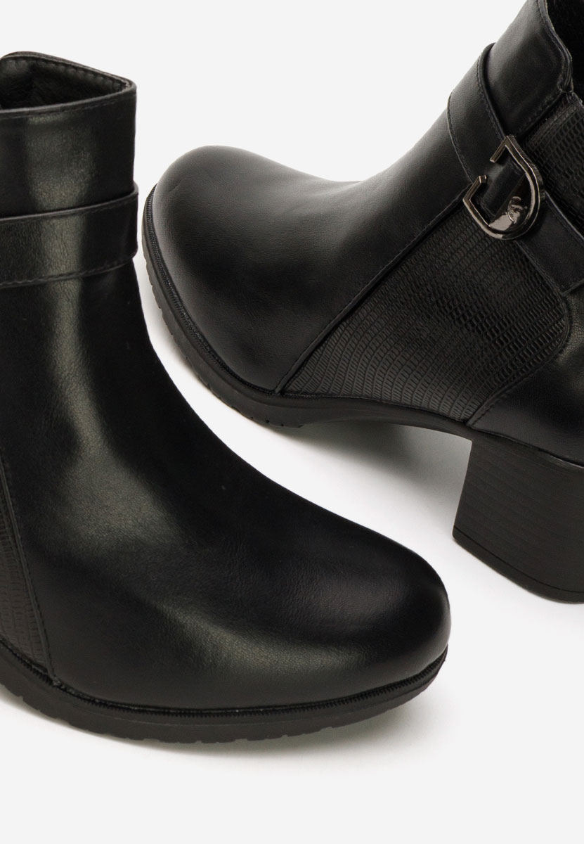 Czarne botki na słupku Gros Senvira