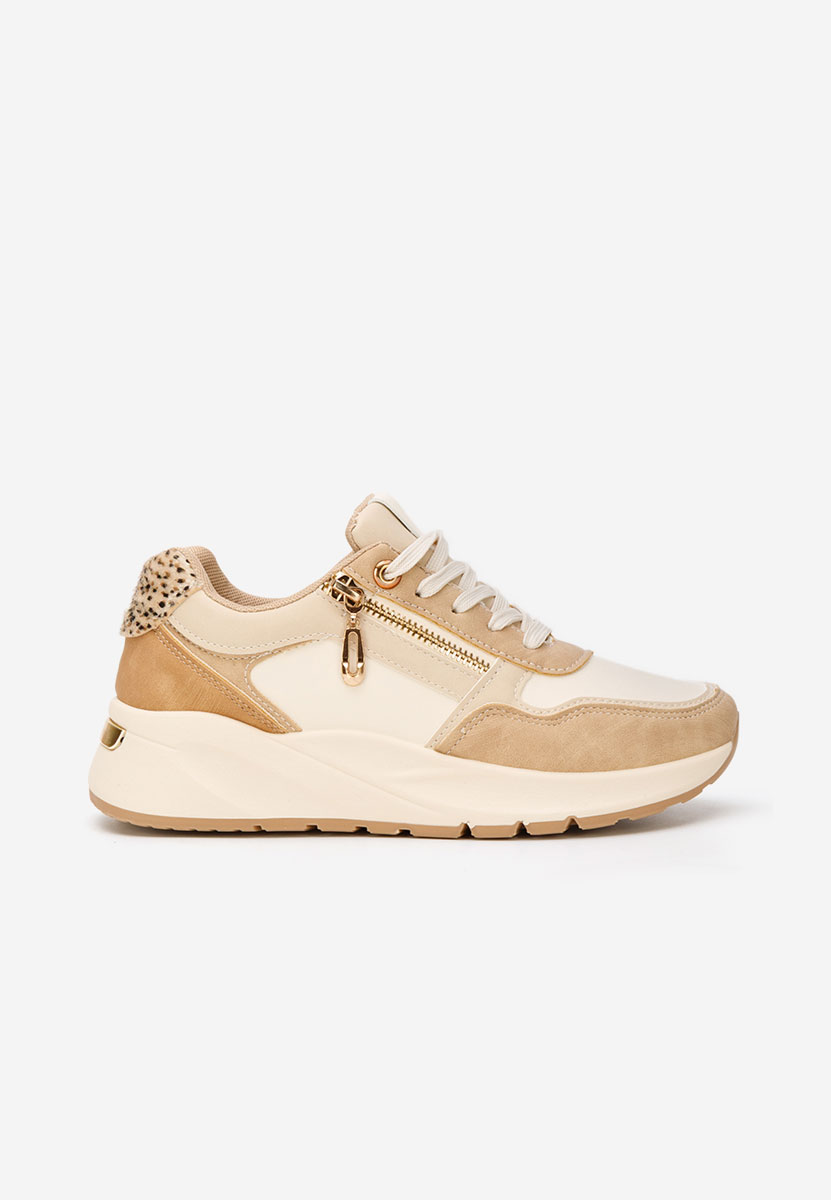 Beżowe sneakersy na platformie Ziania