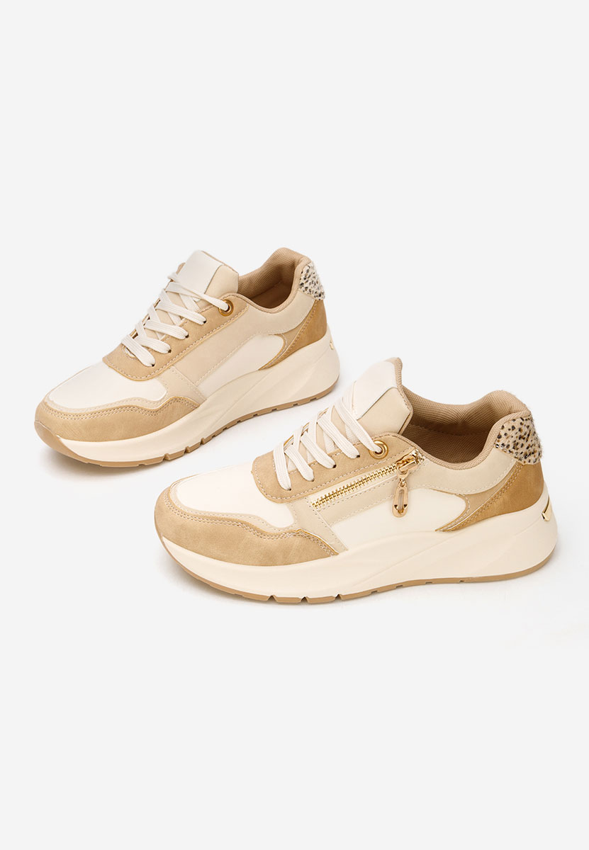 Beżowe sneakersy na platformie Ziania