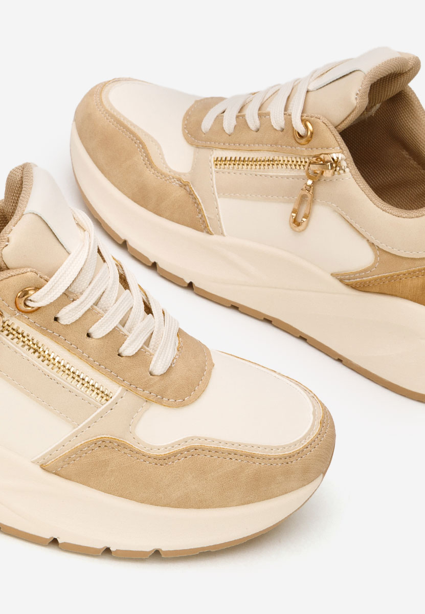 Beżowe sneakersy na platformie Ziania