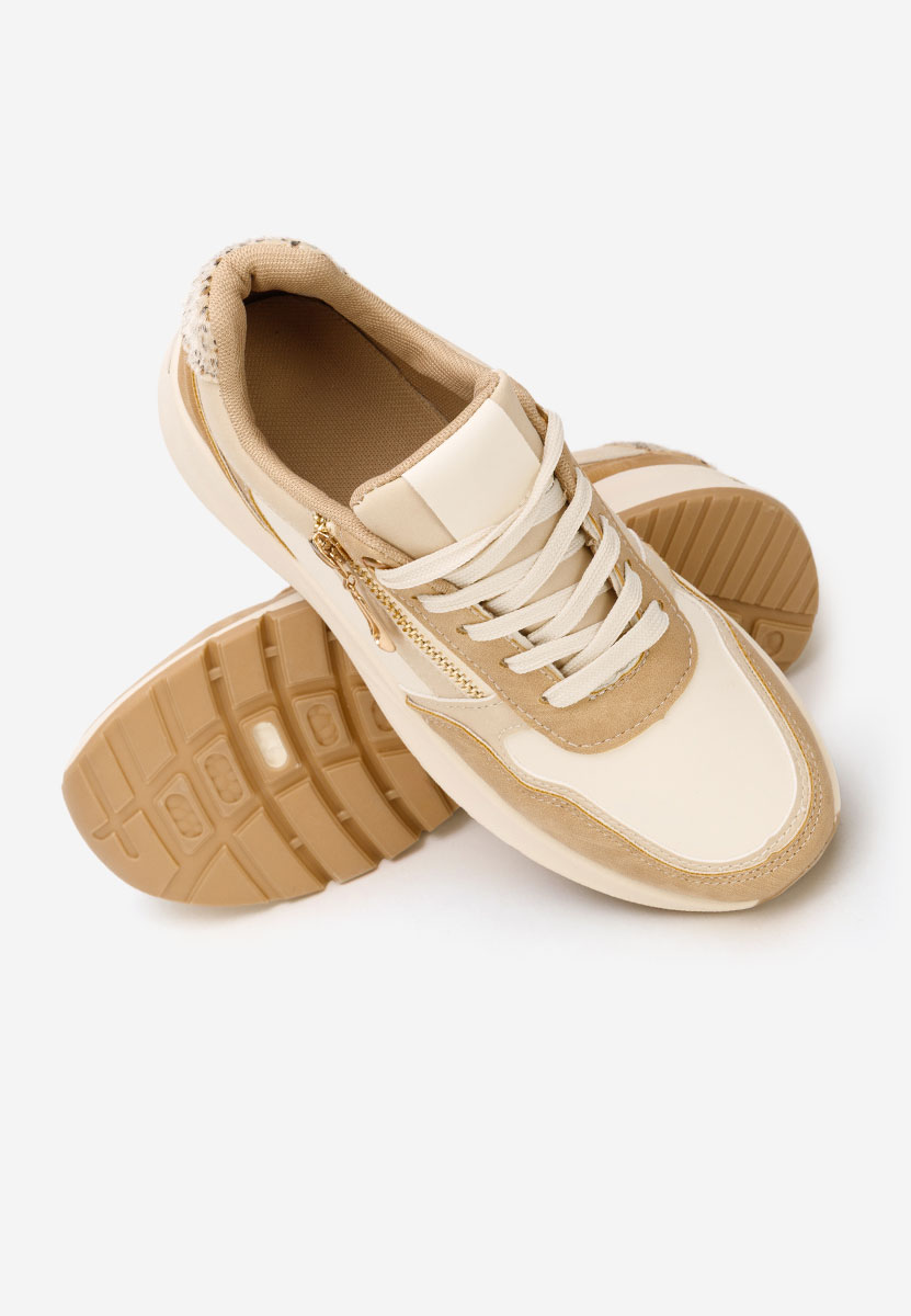 Beżowe sneakersy na platformie Ziania