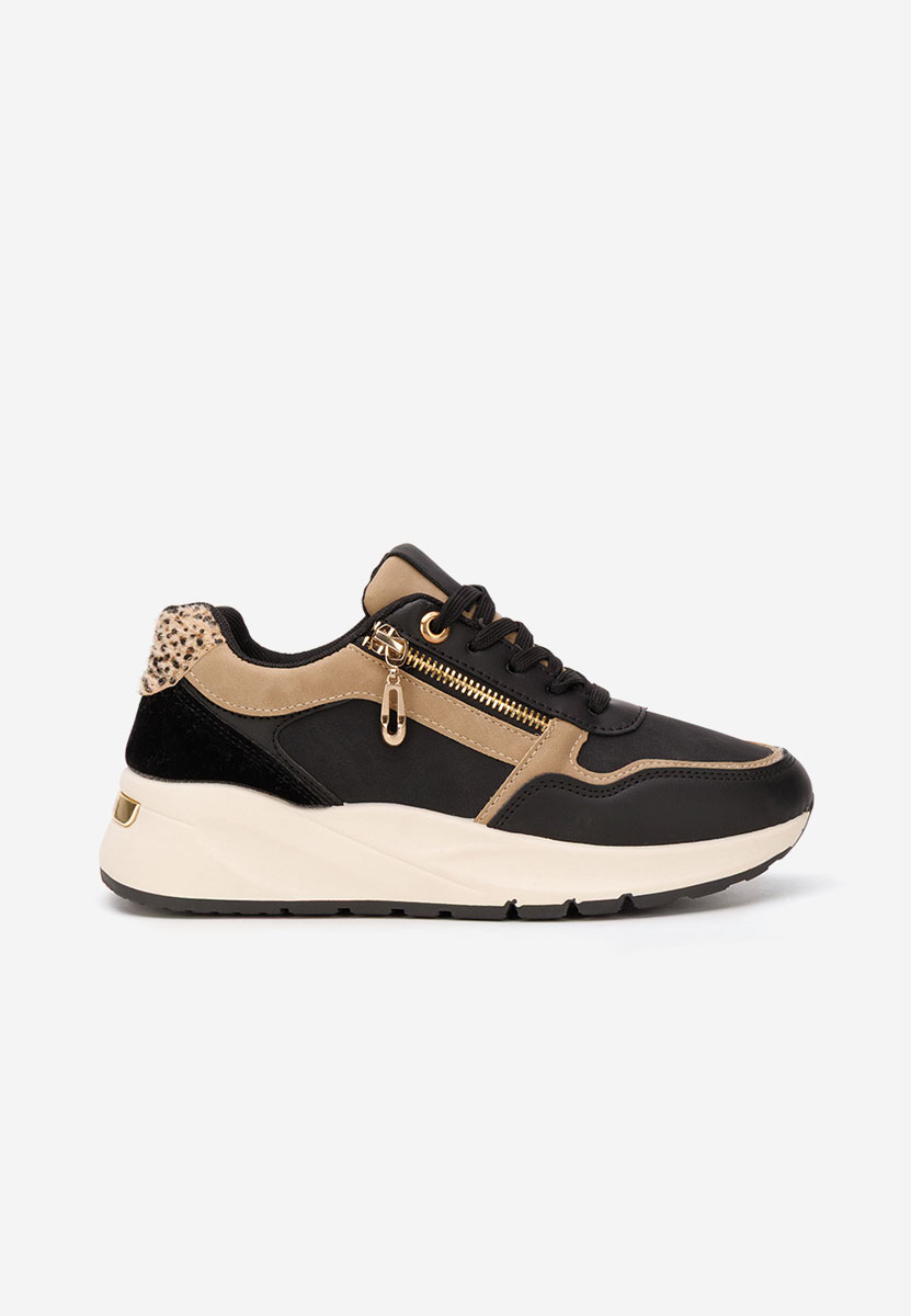 Czarne sneakersy na platformie Ziania