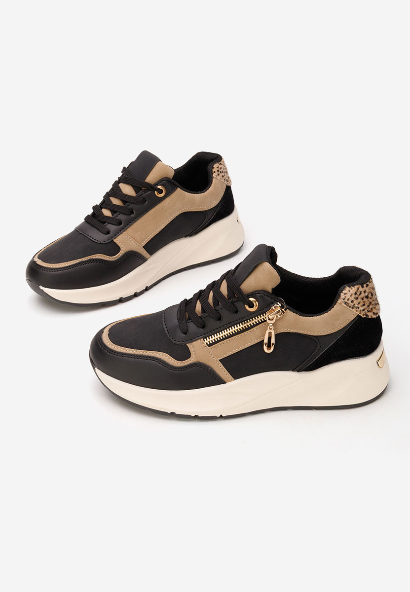 Czarne sneakersy na platformie Ziania