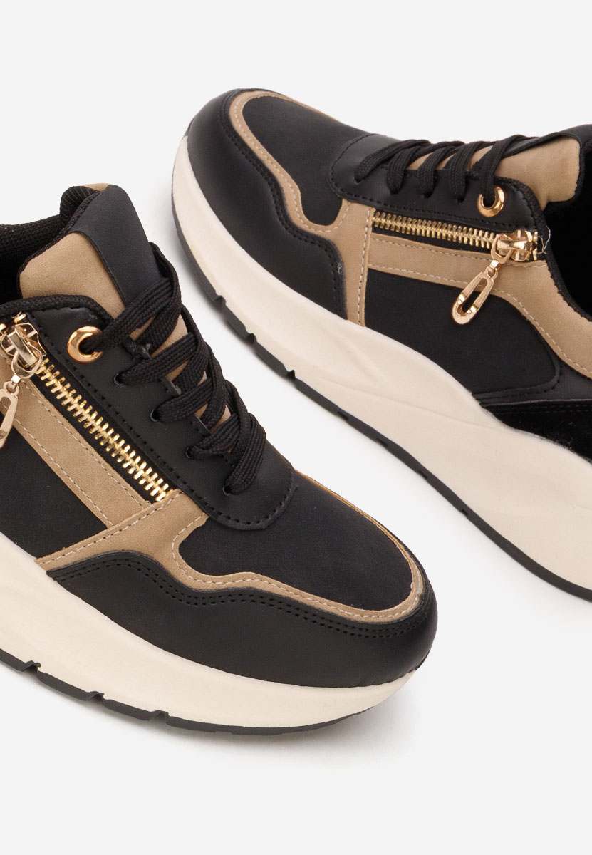 Czarne sneakersy na platformie Ziania