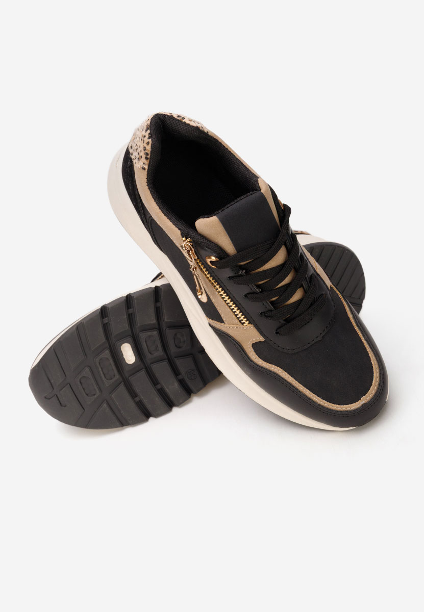 Czarne sneakersy na platformie Ziania