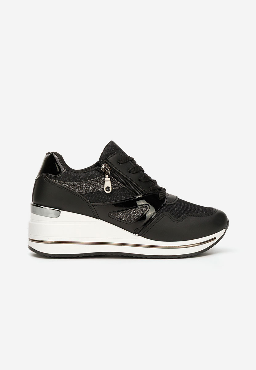 Czarne sneakersy na koturnie Reinia