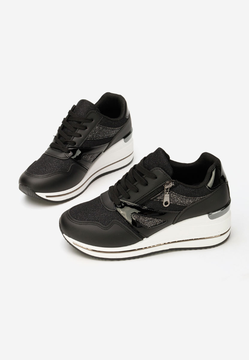 Czarne sneakersy na koturnie Reinia