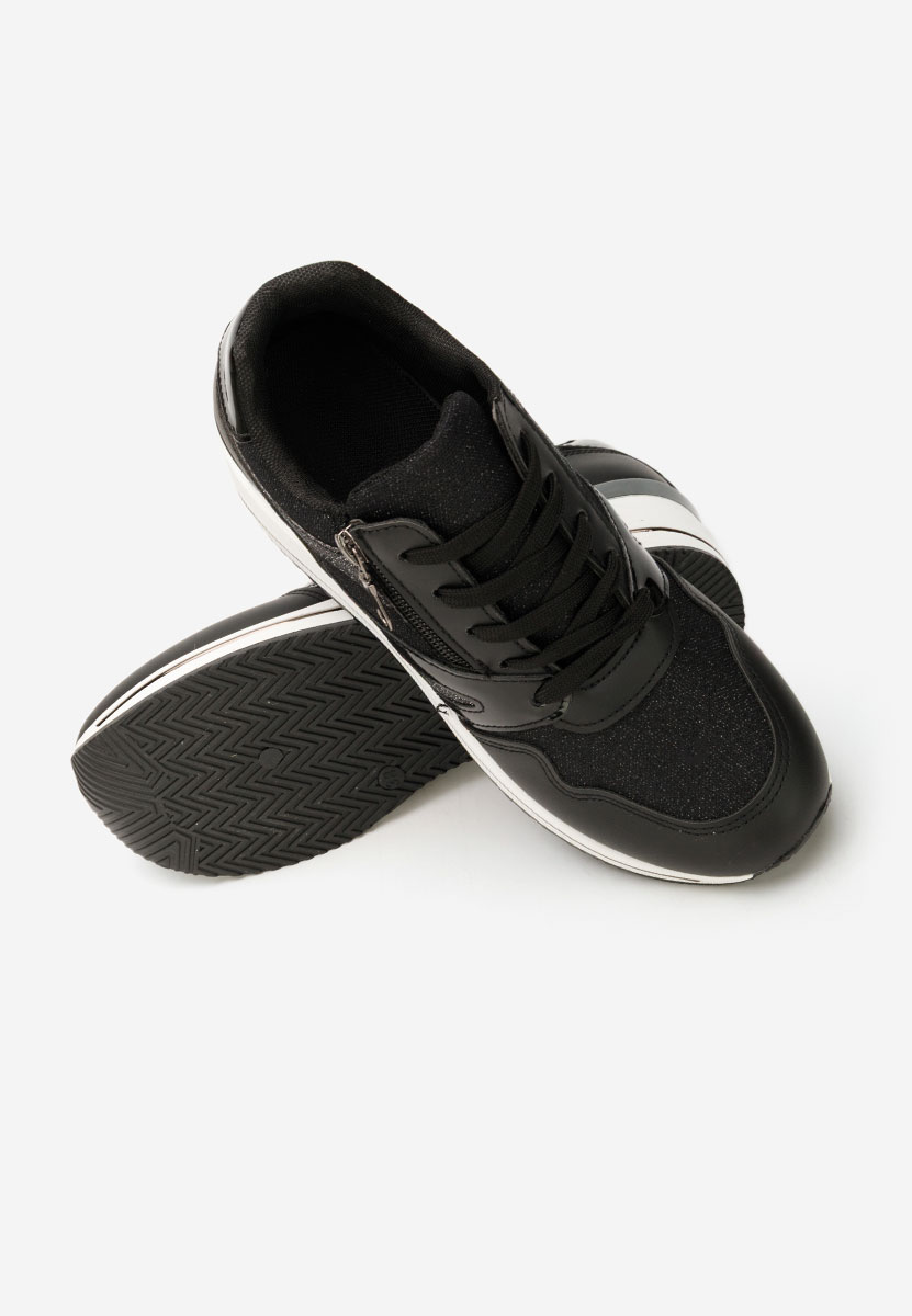 Czarne sneakersy na koturnie Reinia