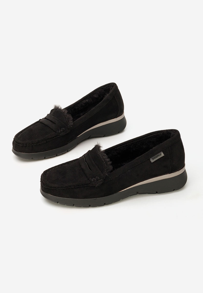 Czarne mokasyny na koturnie Hazelia