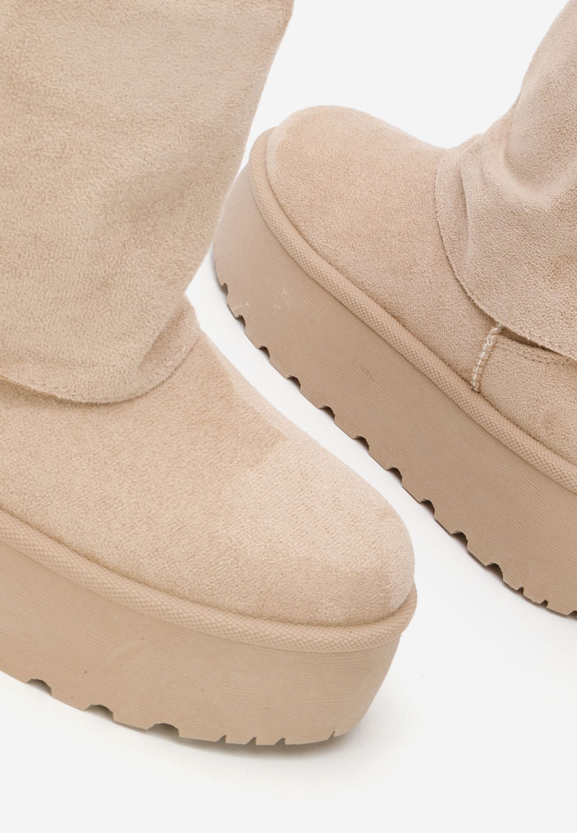 Beżowe śniegowce damskie na platformie Janesia