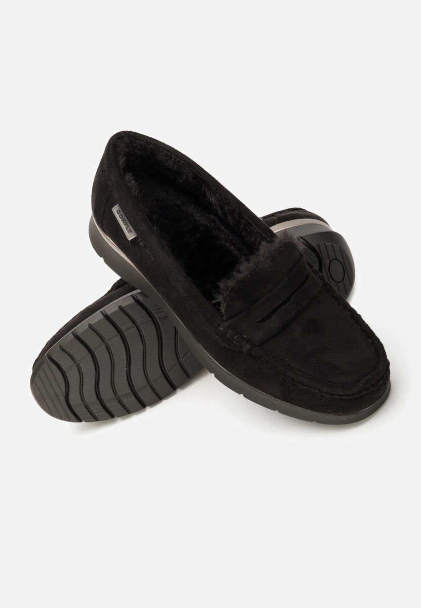 Czarne mokasyny na koturnie Hazelia