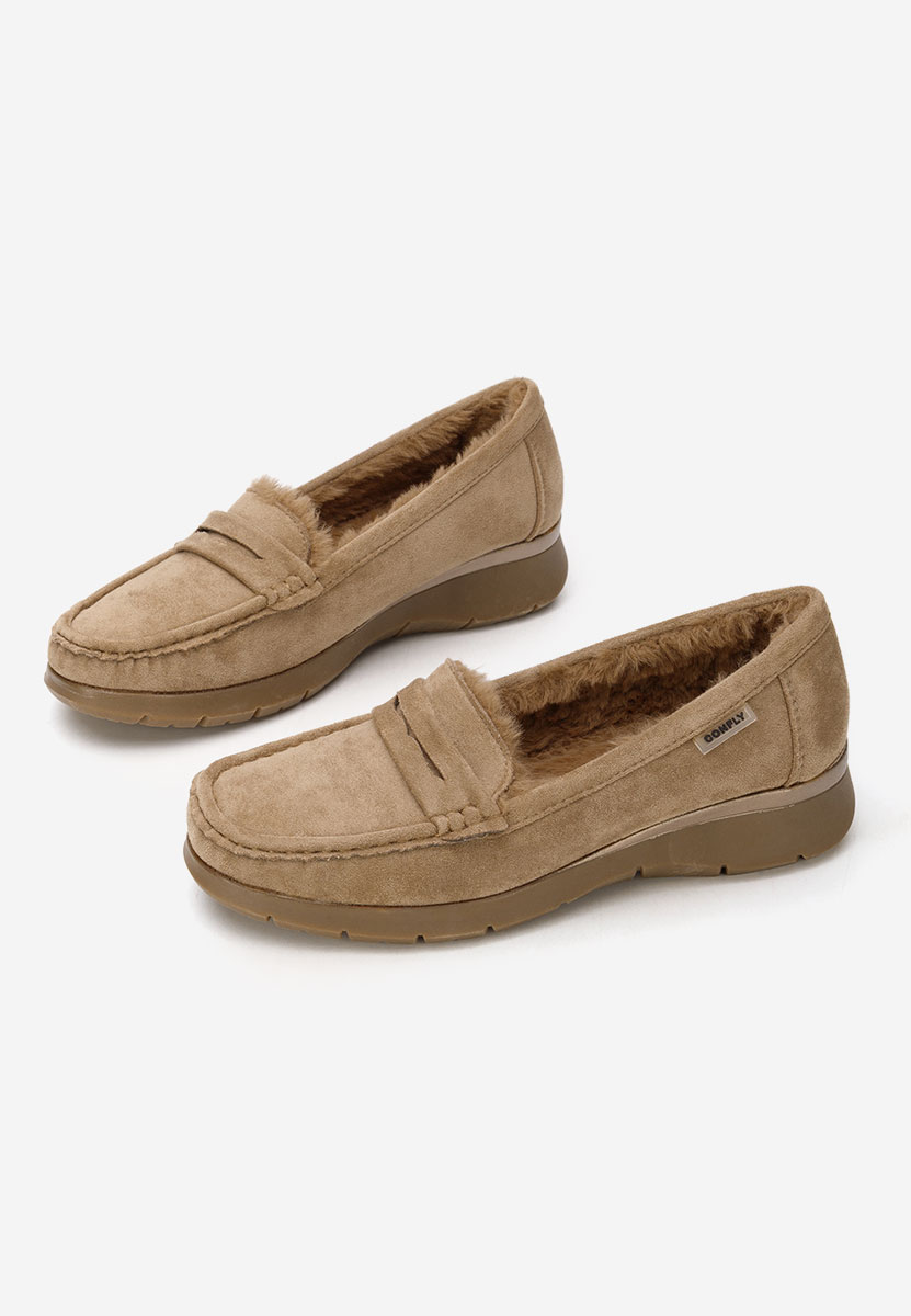 Khaki mokasyny na koturnie Hazelia