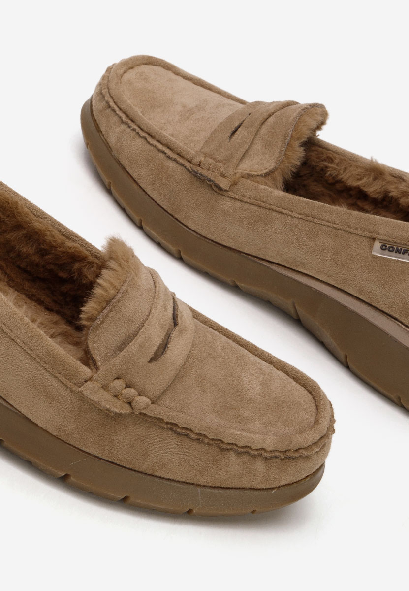 Khaki mokasyny na koturnie Hazelia